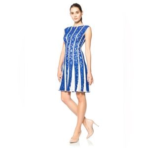 LACE-PANELED DRESS WITH CONTRAST GODETS- PLUS SIZE